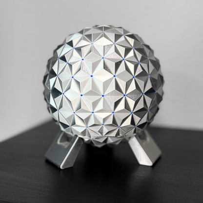 Spaceship Earth Nightlight – Silver PLA 3D Printed Lamp