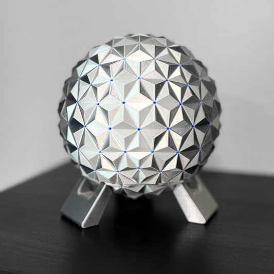 Spaceship Earth Nightlight – Silver PLA 3D Printed Lamp