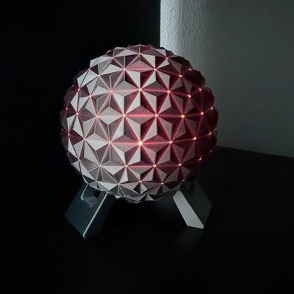 Spaceship Earth Nightlight – Silver PLA 3D Printed Lamp